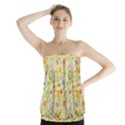 Nature Doodle Art Trees Birds Owl Children Pattern Multi Colored Strapless Top View1