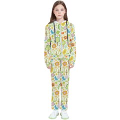 Nature Doodle Art Trees Birds Owl Children Pattern Multi Colored Kids  Tracksuit by Pakjumat