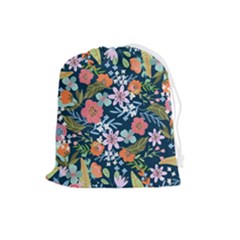 Flowers Flower Flora Nature Floral Background Painting Drawstring Pouch (large) by Pakjumat