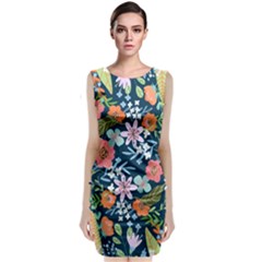 Flowers Flower Flora Nature Floral Background Painting Sleeveless Velvet Midi Dress by Pakjumat