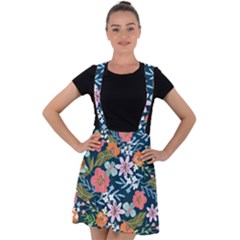 Flowers Flower Flora Nature Floral Background Painting Velvet Suspender Skater Skirt by Pakjumat