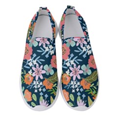 Flowers Flower Flora Nature Floral Background Painting Women s Slip On Sneakers by Pakjumat