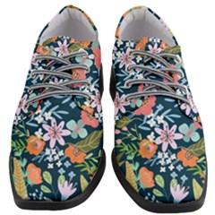 Flowers Flower Flora Nature Floral Background Painting Women Heeled Oxford Shoes by Pakjumat