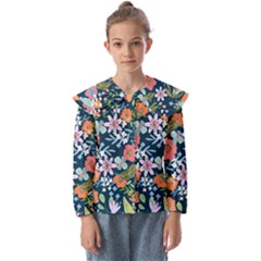 Flowers Flower Flora Nature Floral Background Painting Kids  Peter Pan Collar Blouse by Pakjumat