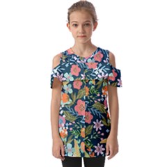 Flowers Flower Flora Nature Floral Background Painting Fold Over Open Sleeve Top by Pakjumat