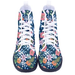 Flowers Flower Flora Nature Floral Background Painting Men s High-top Canvas Sneakers by Pakjumat