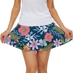 Flowers Flower Flora Nature Floral Background Painting Women s Skort by Pakjumat