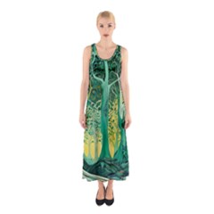 Nature Trees Forest Mystical Forest Jungle Sleeveless Maxi Dress by Pakjumat