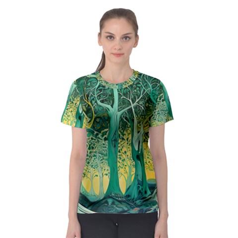 Nature Trees Forest Mystical Forest Jungle Women s Sport Mesh T-shirt by Pakjumat