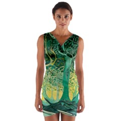 Nature Trees Forest Mystical Forest Jungle Wrap Front Bodycon Dress by Pakjumat