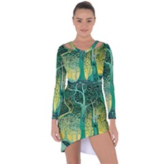 Nature Trees Forest Mystical Forest Jungle Asymmetric Cut-out Shift Dress by Pakjumat