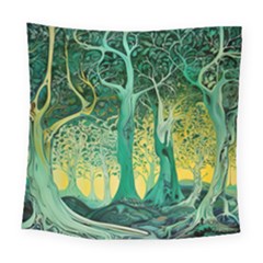 Nature Trees Forest Mystical Forest Jungle Square Tapestry (large) by Pakjumat