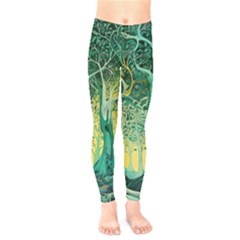 Nature Trees Forest Mystical Forest Jungle Kids  Leggings by Pakjumat