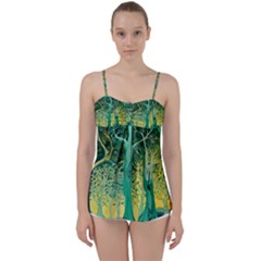 Nature Trees Forest Mystical Forest Jungle Babydoll Tankini Top by Pakjumat