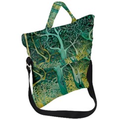 Nature Trees Forest Mystical Forest Jungle Fold Over Handle Tote Bag by Pakjumat