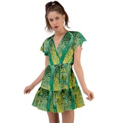 Nature Trees Forest Mystical Forest Jungle Flutter Sleeve Wrap Dress by Pakjumat