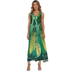 Nature Trees Forest Mystical Forest Jungle V-neck Sleeveless Loose Fit Overalls by Pakjumat