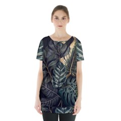 Tropical Leaves Foliage Monstera Nature Home Skirt Hem Sports Top by Pakjumat