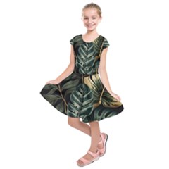 Tropical Leaves Foliage Monstera Nature Home Kids  Short Sleeve Dress by Pakjumat