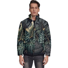 Tropical Leaves Foliage Monstera Nature Home Men s Puffer Bubble Jacket Coat by Pakjumat