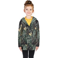 Tropical Leaves Foliage Monstera Nature Home Kids  Double Breasted Button Coat by Pakjumat