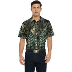 Tropical Leaves Foliage Monstera Nature Home Men s Short Sleeve Pocket Shirt  by Pakjumat