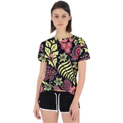 Flower Leaves Floral Flora Nature Open Back Sport T-shirt by Pakjumat