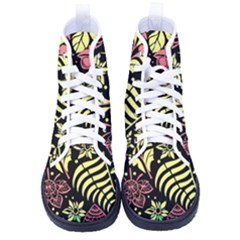 Flower Leaves Floral Flora Nature Kid s High-top Canvas Sneakers by Pakjumat