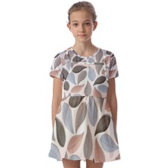 Leaves Pastel Background Nature Kids  Short Sleeve Pinafore Style Dress by Pakjumat