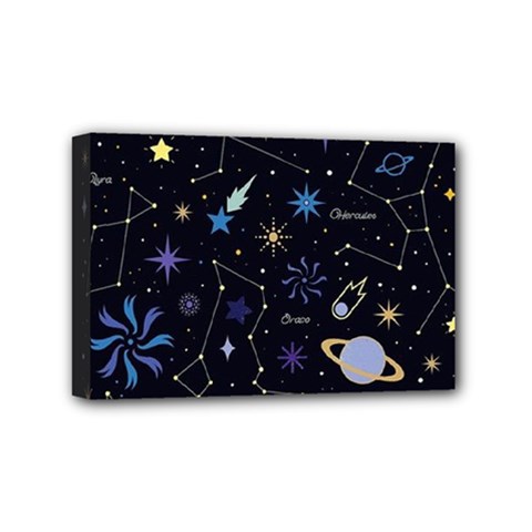 Starry Night  Space Constellations  Stars  Galaxy  Universe Graphic  Illustration Mini Canvas 6  X 4  (stretched) by Pakjumat