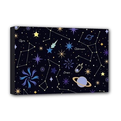 Starry Night  Space Constellations  Stars  Galaxy  Universe Graphic  Illustration Deluxe Canvas 18  X 12  (stretched) by Pakjumat