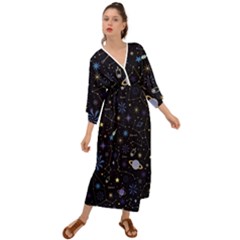 Starry Night  Space Constellations  Stars  Galaxy  Universe Graphic  Illustration Grecian Style  Maxi Dress by Pakjumat