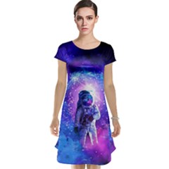 The Cosmonaut Galaxy Art Space Astronaut Cap Sleeve Nightdress by Pakjumat