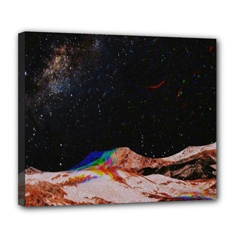 Retro Vintage Space Galaxy Deluxe Canvas 24  X 20  (stretched) by Pakjumat