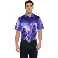 The Cosmonaut Galaxy Art Space Astronaut Men s Short Sleeve Pocket Shirt  by Pakjumat