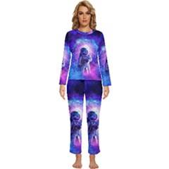 The Cosmonaut Galaxy Art Space Astronaut Womens  Long Sleeve Lightweight Pajamas Set by Pakjumat