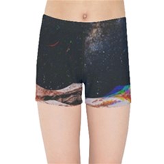 Retro Vintage Space Galaxy Kids  Sports Shorts by Pakjumat