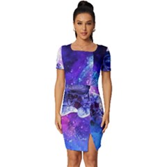 The Cosmonaut Galaxy Art Space Astronaut Fitted Knot Split End Bodycon Dress by Pakjumat