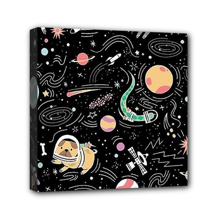 Animals Galaxy Space Mini Canvas 6  x 6  (Stretched)