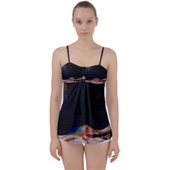 Retro Vintage Space Galaxy Babydoll Tankini Top