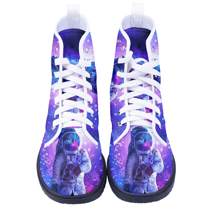 The Cosmonaut Galaxy Art Space Astronaut Kid s High-Top Canvas Sneakers