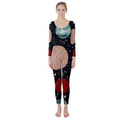 Space Galaxy Pattern Long Sleeve Catsuit by Pakjumat