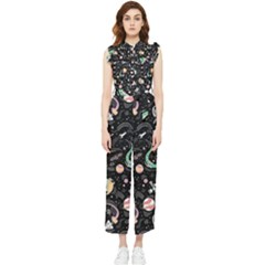 Animals Galaxy Space Women s Frill Top Chiffon Jumpsuit