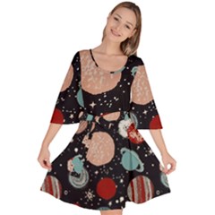 Space Galaxy Pattern Velour Kimono Dress