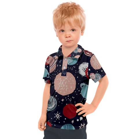 Space Galaxy Pattern Kids  Polo T-shirt by Pakjumat