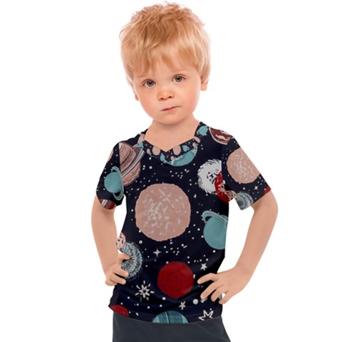 Space Galaxy Pattern Kids  Sports T-shirt by Pakjumat