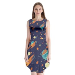 Space Galaxy Planet Universe Stars Night Fantasy Sleeveless Chiffon Dress   by Pakjumat