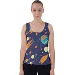 Space Galaxy Planet Universe Stars Night Fantasy Velvet Tank Top by Pakjumat