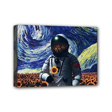 Starry Surreal Psychedelic Astronaut Space Mini Canvas 7  X 5  (stretched) by Pakjumat