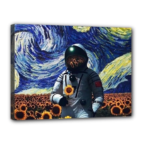 Starry Surreal Psychedelic Astronaut Space Canvas 16  X 12  (stretched) by Pakjumat